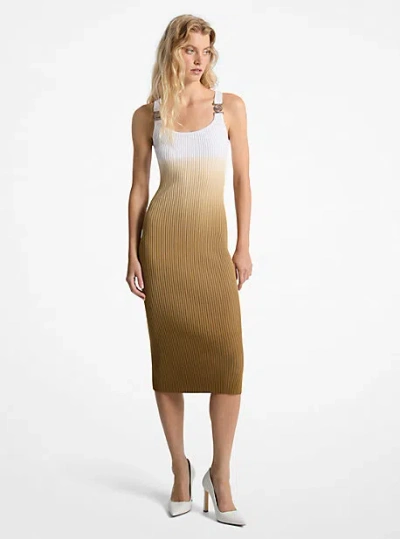 Michael Kors Ombré Ribbed Stretch Viscose Dress In Natural