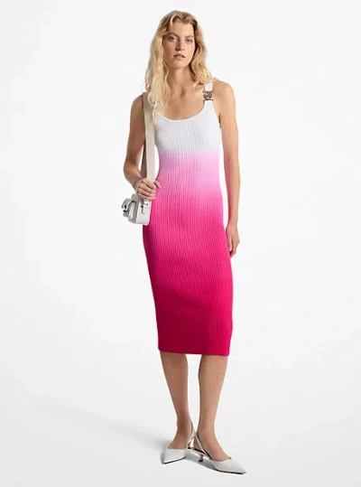 Michael Kors Ombré Ribbed Stretch Viscose Dress In Pink