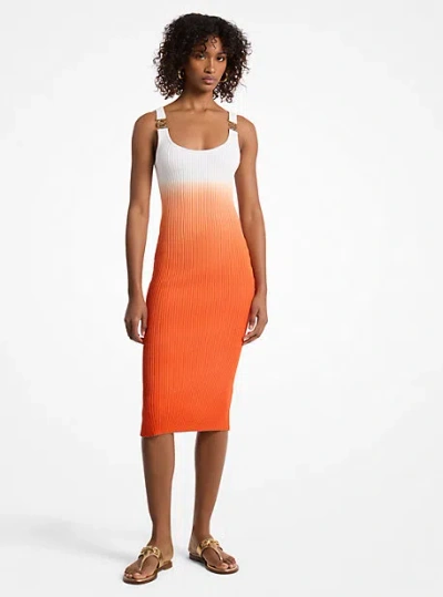 Michael Kors Ombré Ribbed Stretch Viscose Dress In Red