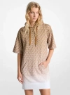 Michael Kors Ombré Signature Logo Cotton Terry Hoodie Dress In Natural