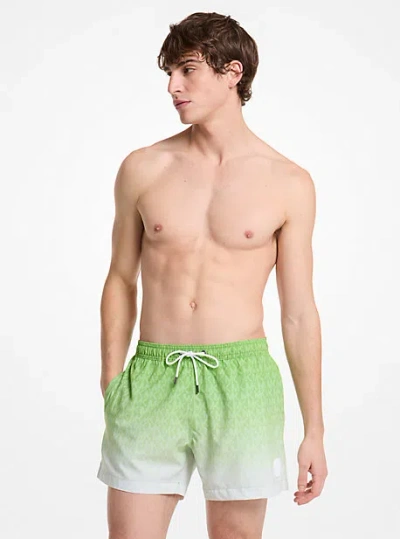 Michael Kors Ombré Signature Logo Swim Trunks In Green