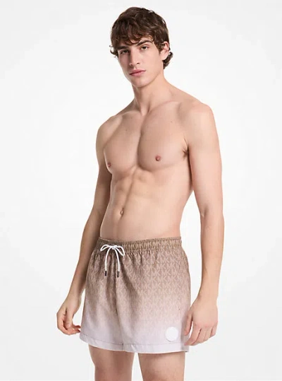 Michael Kors Ombré Signature Logo Swim Trunks In Natural