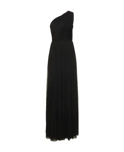 Michael Kors One-shoulder Chiffon Dress In Black