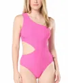 Michael Kors One Shoulder Side Cutout Swimsuit In Pink In Pink