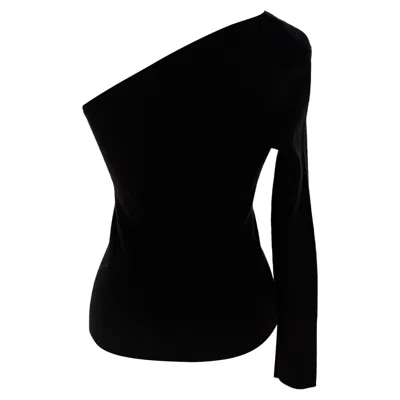 Pre-owned Michael Kors One Shoulder Sweater In Black Cashmere