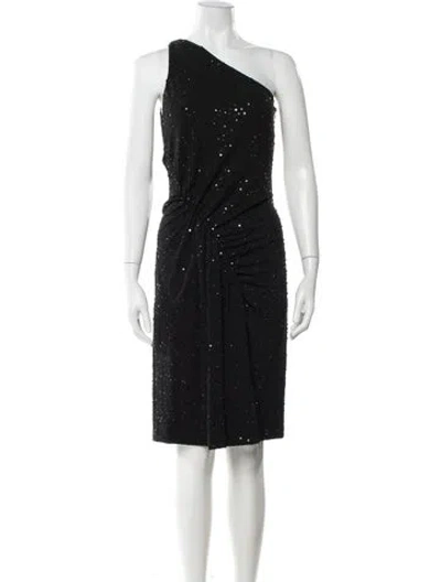 Pre-owned Michael Kors One-shoulder Knee-length Dress In Black
