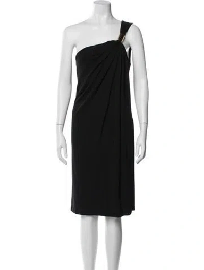 Pre-owned Michael Kors One-shoulder Knee-length Dress In Black