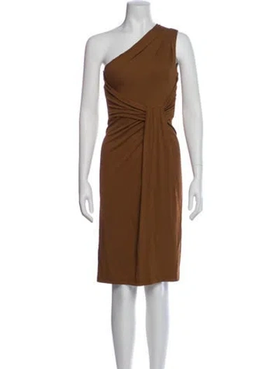 Pre-owned Michael Kors One-shoulder Knee-length Dress In Brown