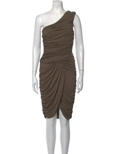 Pre-owned Michael Kors One-shoulder Knee-length Dress In Grey