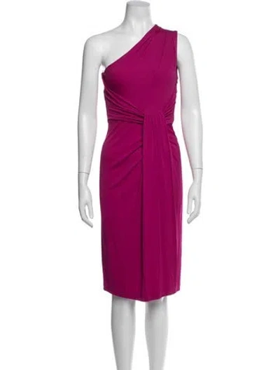 Pre-owned Michael Kors One-shoulder Knee-length Dress In Pink