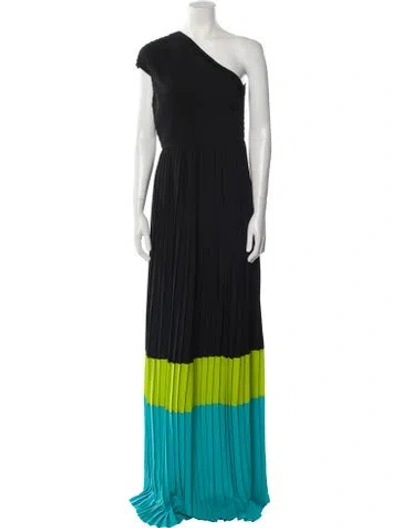 Pre-owned Michael Kors One-shoulder Long Dress In Black