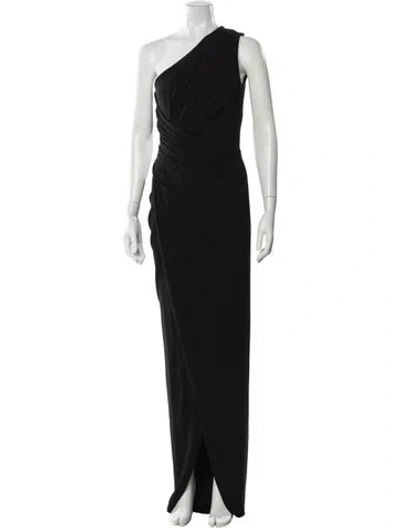 Pre-owned Michael Kors One-shoulder Long Dress In Black