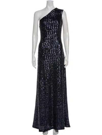Pre-owned Michael Kors One-shoulder Long Dress In Blue