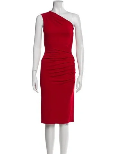 Pre-owned Michael Kors One-shoulder Midi Length Dress In Red