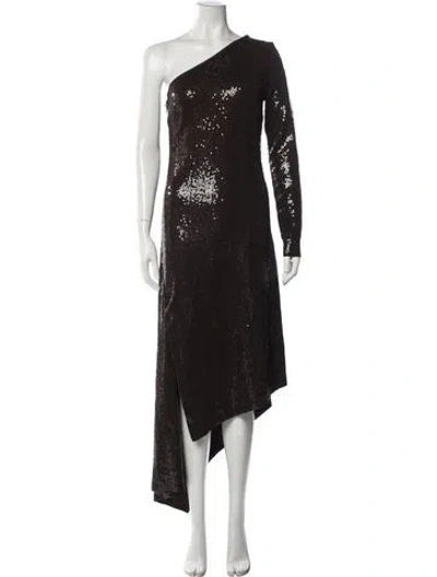 Pre-owned Michael Kors One-shoulder Midi Length Dress W/ Tags In Brown