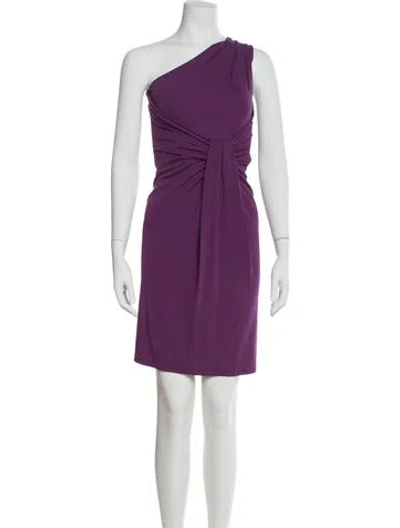 Pre-owned Michael Kors One-shoulder Mini Dress In Purple