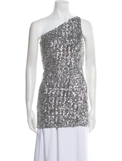 Pre-owned Michael Kors One-shoulder Mini Dress In Silver