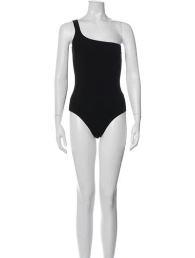 Pre-owned Michael Kors One-shoulder Sleeveless Bodysuit In Black