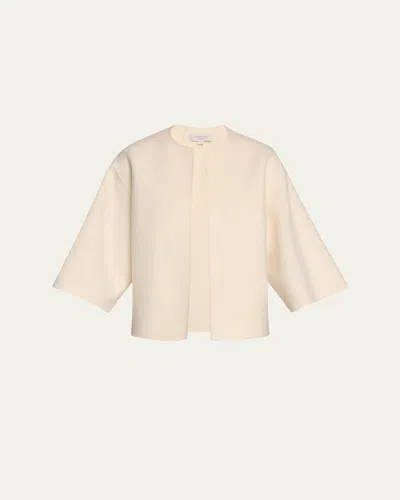 Michael Kors Open-front Wool Kimono Jacket In Ivory