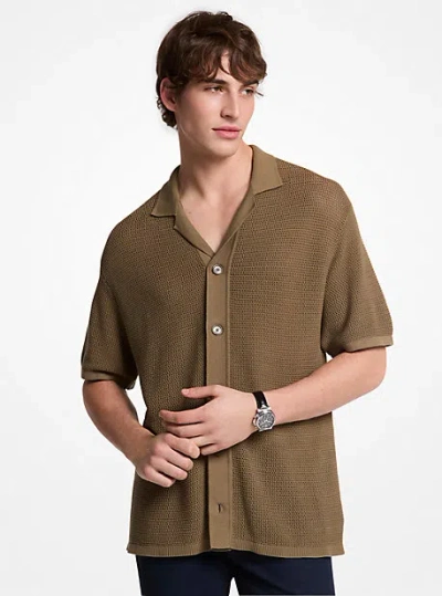 Michael Kors Open-knit Cotton Shirt In Green