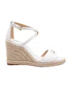 Michael Kors Mandy Wedge Sandal In White Leather With Jute Wedge In Nude
