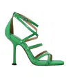 Michael Kors Leather Strappy Open Toe Pumps In Green