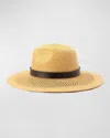 Michael Kors Open Weave Straw Fedora In Burgundy