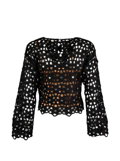 Michael Kors Openwork Sweater In Black