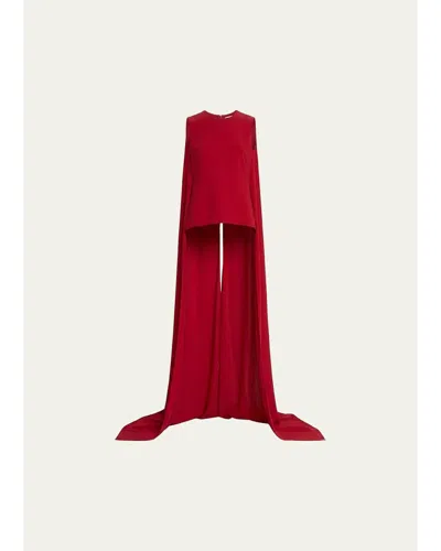 Michael Kors Opera Draped Wool Crepe Blouse In Ruby