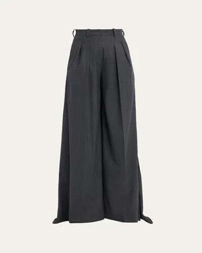Michael Kors Opera Wide-leg Stretch Wool Trousers In Black