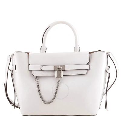 Michael Kors Optic White Leather Large Hamilton Legacy Belted Satchel In Neutral