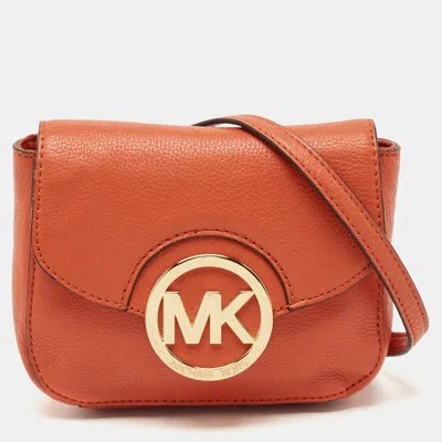 Pre-owned Michael Kors Orange Leather Fulton Crossbody Bag
