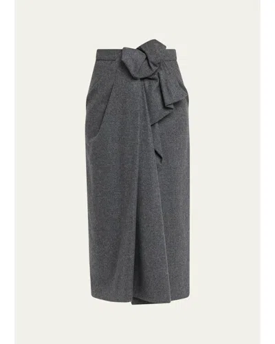 Michael Kors Origami Draped Wool Midi Skirt In Gray