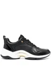 Michael Kors Orion Black Leather Trainers With Textured Finish In Black