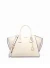 Michael Kors Avril Extra-small Leather And Suede Satchel In White