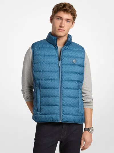 Michael Kors Outlet Abbou Signature Logo Reversible Vest In Blue