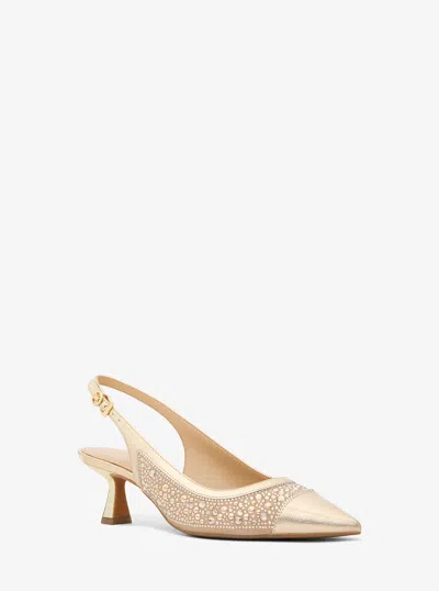 Michael Kors Outlet Amali Embellished Metallic Pump In Gold