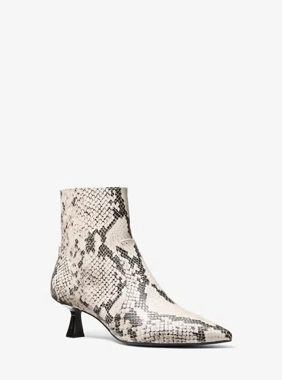 Michael Kors Outlet Amali Snake Embossed Boot In Brown
