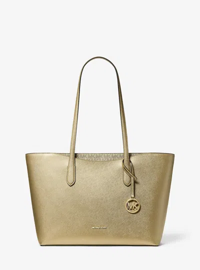 Michael Kors Outlet Arden Large Metallic Top-zip Tote Bag In Gold