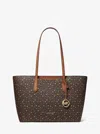 Michael Kors Outlet Arden Large Printed Signature Logo Top-zip Tote Bag In Brown