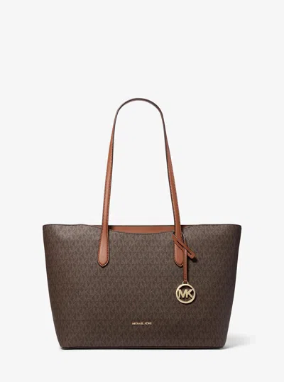 Michael Kors Outlet Arden Large Signature Logo Tote Bag In Brown