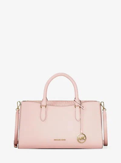 Michael Kors Outlet Arden Medium Leather Top-zip Satchel In Pink