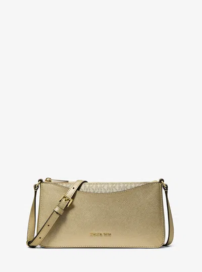 Michael Kors Outlet Arden Medium Metallic Crossbody Bag In Gold