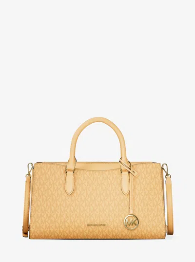 Michael Kors Outlet Arden Medium Signature Logo Top-zip Satchel In Multi