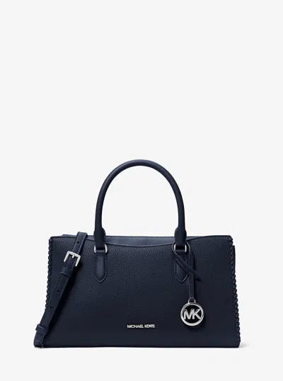 Michael Kors Outlet Arden Medium Top-zip Satchel In Blue