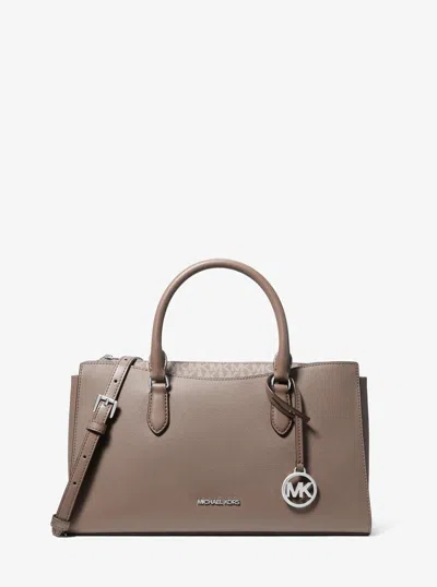 Michael Kors Outlet Arden Medium Top-zip Satchel In Grey