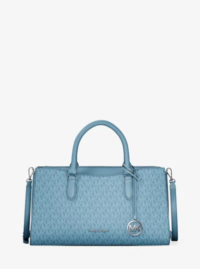 Michael Kors Outlet Arden Medium Top-zip Satchel In Blue