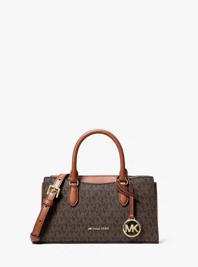 Michael Kors Outlet Arden Small Signature Logo Messenger Bag In Brown
