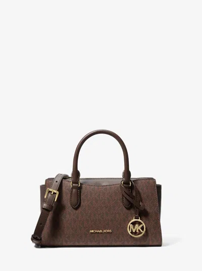 Michael Kors Outlet Arden Small Signature Logo Messenger Bag In Brown