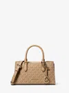 Michael Kors Outlet Arden Small Signature Logo Messenger Bag In Nude